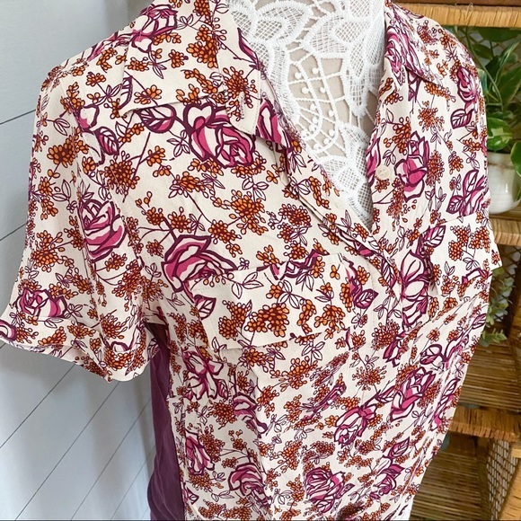 NWT Porridge Bergen Buttondown Top Anthropologie Wine Floral - Picture 6 of 12